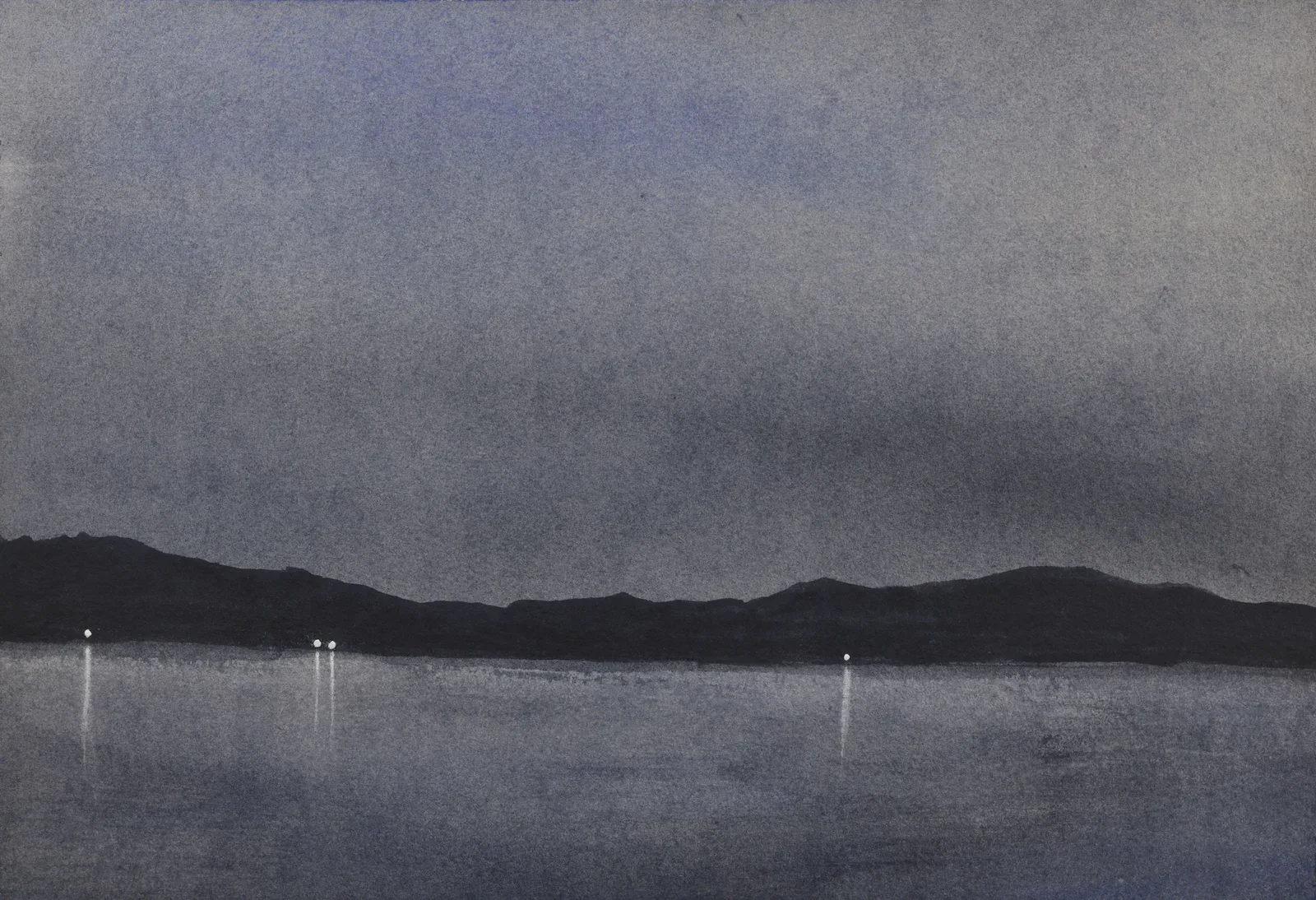 Coastal Reflections (Blue), a watercolor artwork by Philip Hossu.