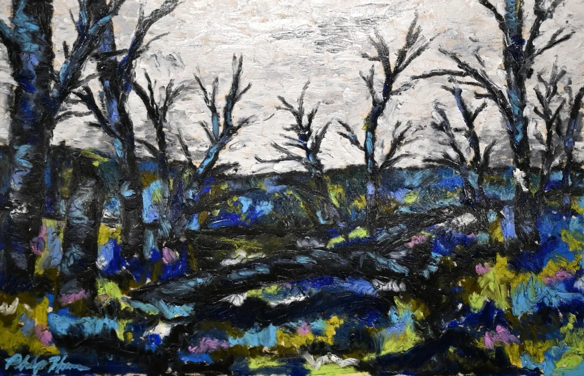 Gholson in Spring I, an oil pastel artwork by Philip Hossu.