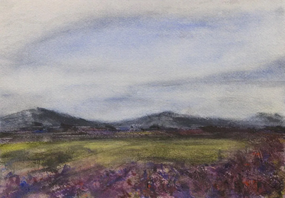 Lavender Fields, a watercolor artwork by Philip Hossu.