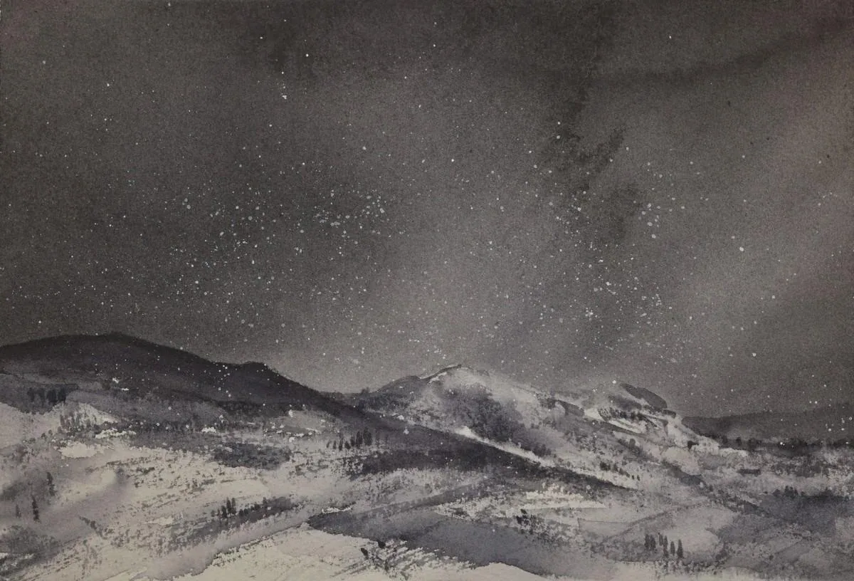 Snow Study II, a watercolor artwork by Philip Hossu.