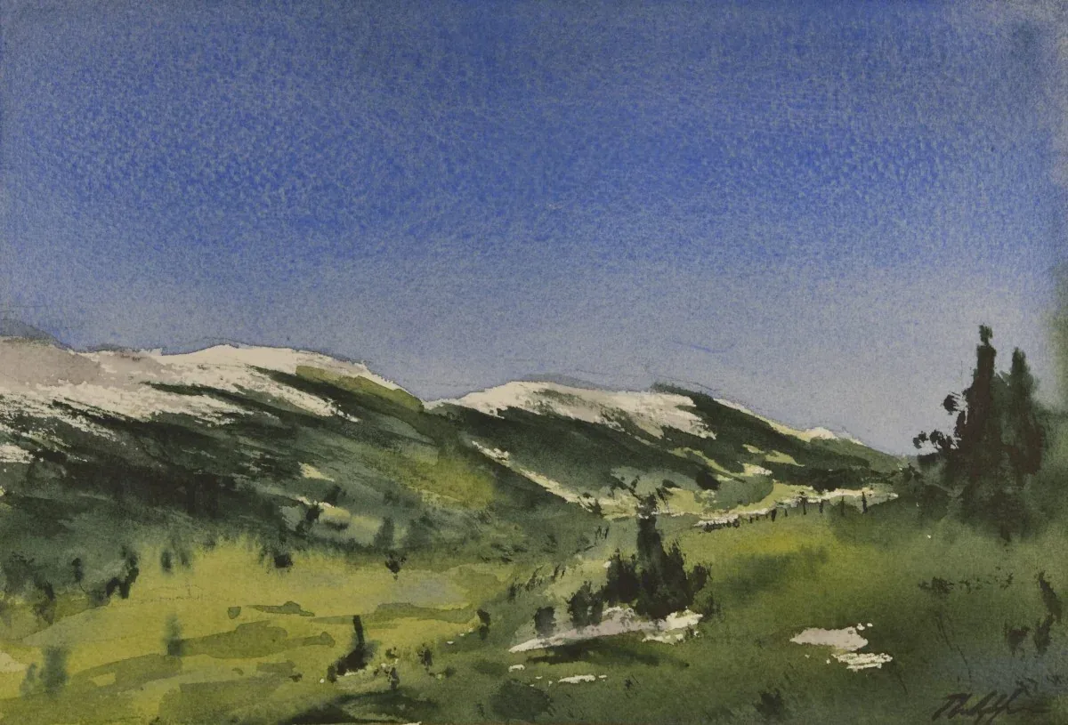 Untitled Valley, a watercolor artwork by Philip Hossu.